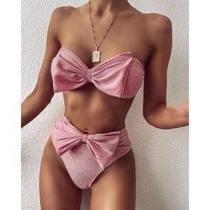 Glitter Bow Bandeau Bikini set